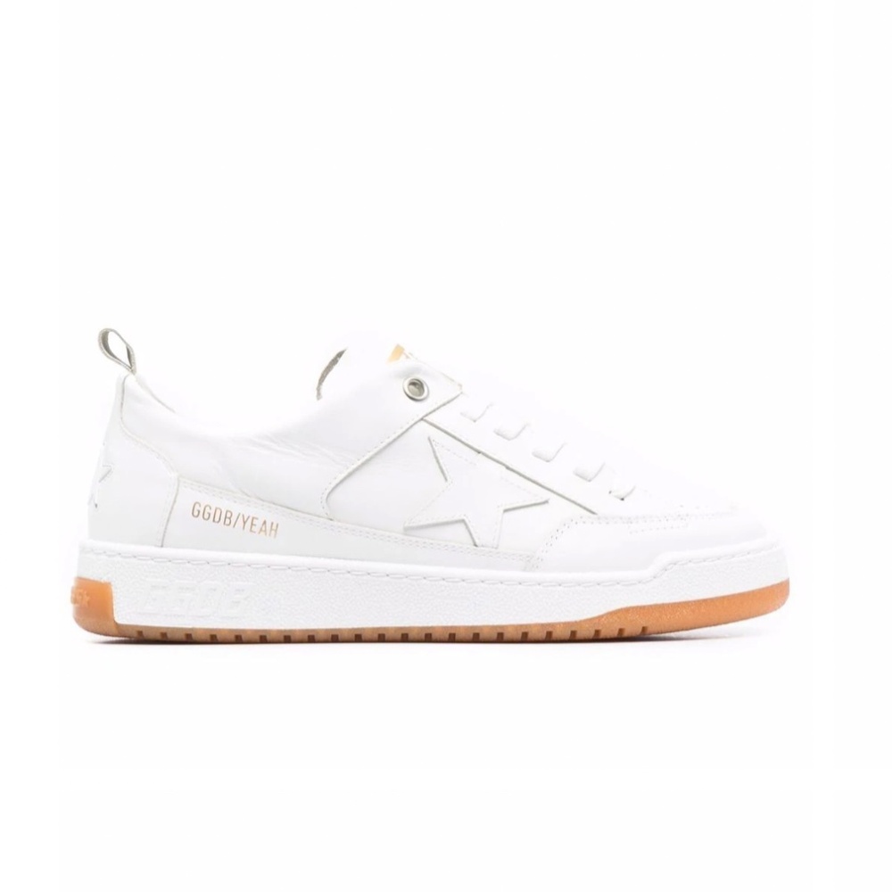 Golden Goose White Sneakers with Tan Sole